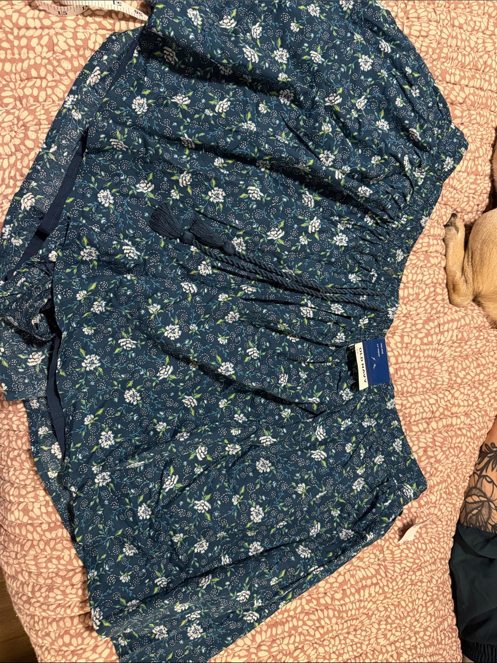 Old Navy Navy Blue Floral Elastic Waist Shorts